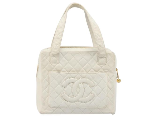 CHANEL Matelasse Hand Bag Canvas White Gold CC - vista 2