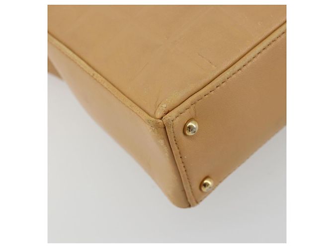 CHANEL Bolsa Tote Choco Bar em Pele de Cordeiro Bege Gold CC - vista 11