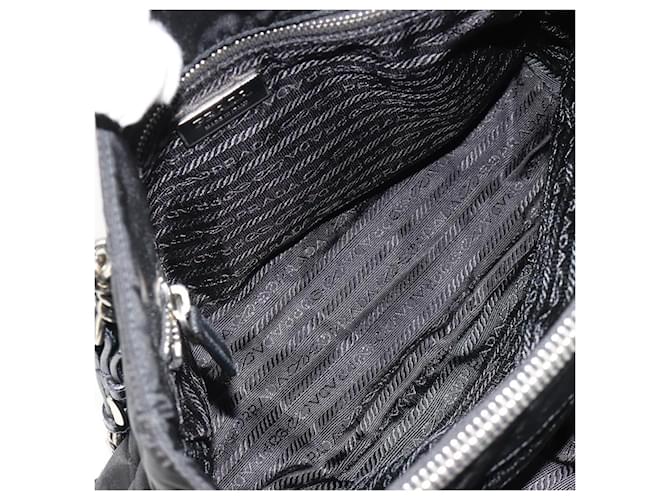 PRADA Chain Shoulder Bag Nylon Black Silver - vista 16