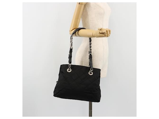 PRADA Chain Shoulder Bag Nylon Black Silver - vista 27