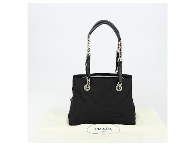 PRADA Chain Shoulder Bag Nylon Black Silver - vista 28