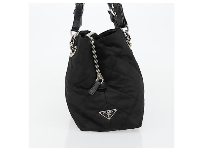PRADA Chain Shoulder Bag Nylon Black Silver - vista 5