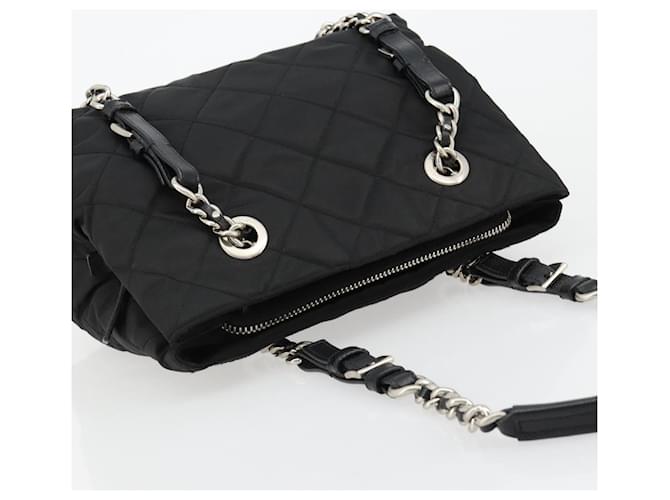 PRADA Chain Shoulder Bag Nylon Black Silver - vista 6