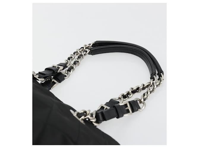 PRADA Chain Shoulder Bag Nylon Black Silver - vista 8