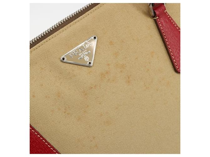 PRADA Tote Bag Canvas Beige Silver - vista 14