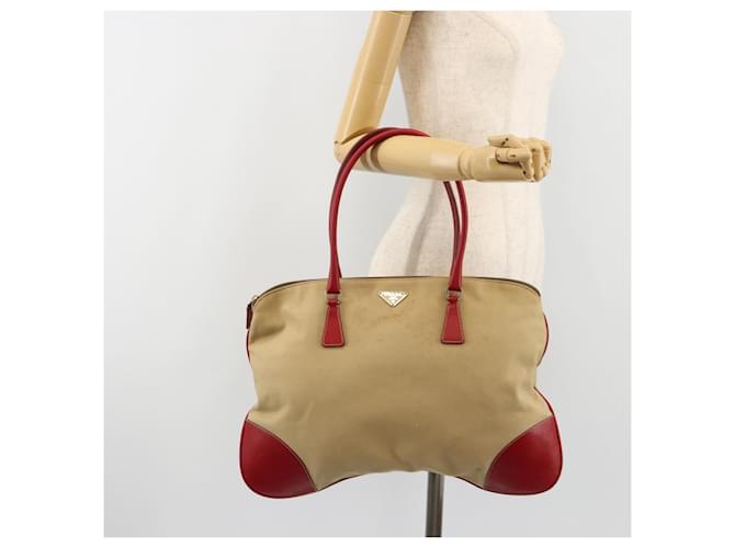 PRADA Tote Bag Canvas Beige Silver - vista 24