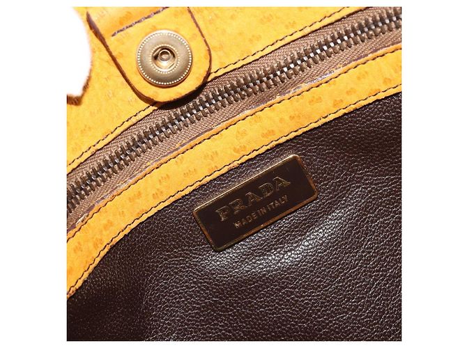 PRADA Hand Bag Canvas Beige Gold - vista 16