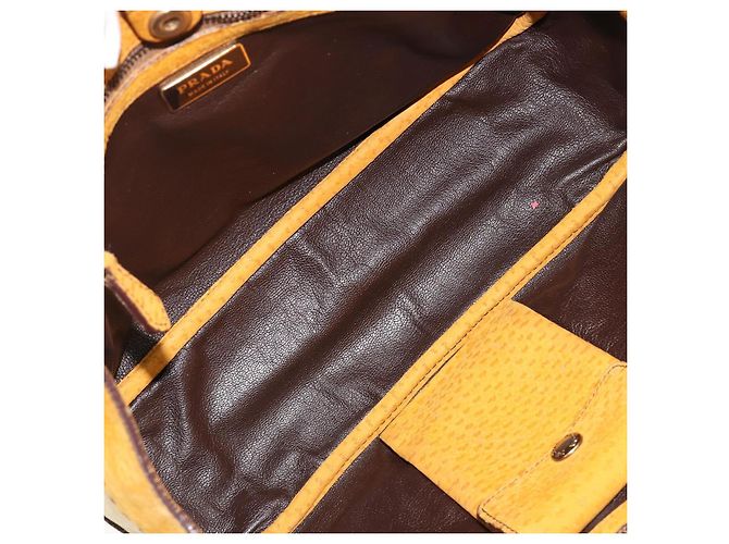 PRADA Hand Bag Canvas Beige Gold - vista 17