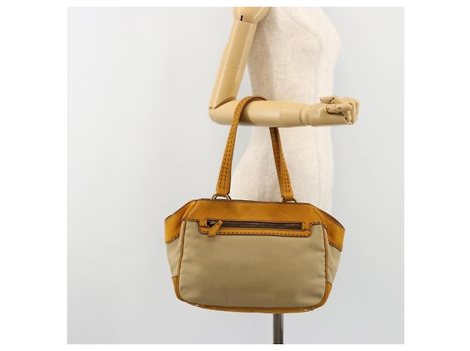 PRADA Hand Bag Canvas Beige Gold - vista 25