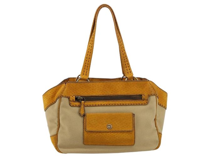 PRADA Hand Bag Canvas Beige Gold - vista 3