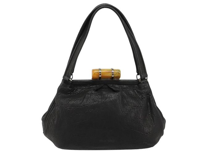 Miu Miu Hand Bag Leather Black Silver - vista 3