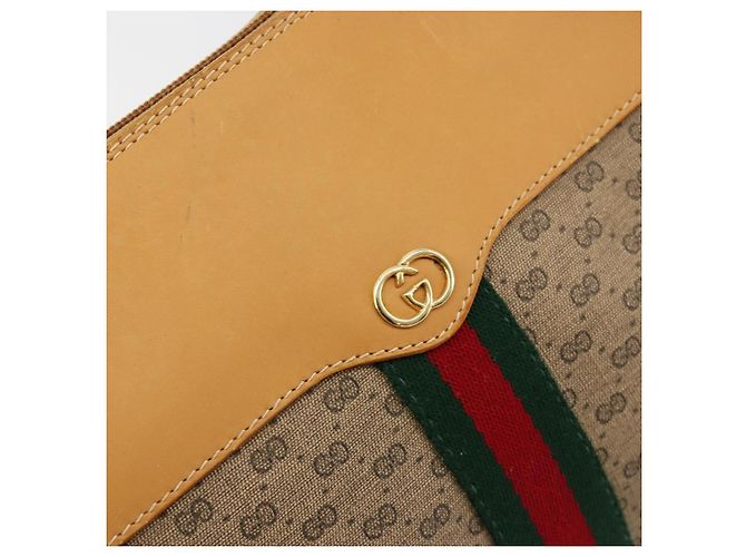 GUCCI Micro GG Supreme Web Sherry Line Shoulder Bag PVC Beige Gold - vista 14