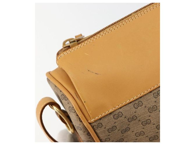 GUCCI Micro GG Supreme Web Sherry Line Shoulder Bag PVC Beige Gold - vista 15