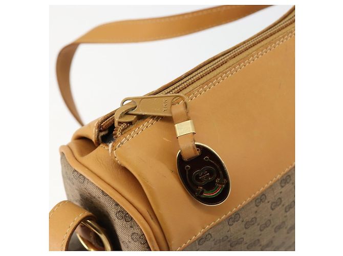 GUCCI Micro GG Supreme Web Sherry Line Shoulder Bag PVC Beige Gold - vista 16