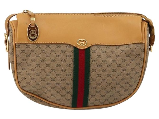 GUCCI Micro GG Supreme Web Sherry Line Shoulder Bag PVC Beige Gold - vista 2