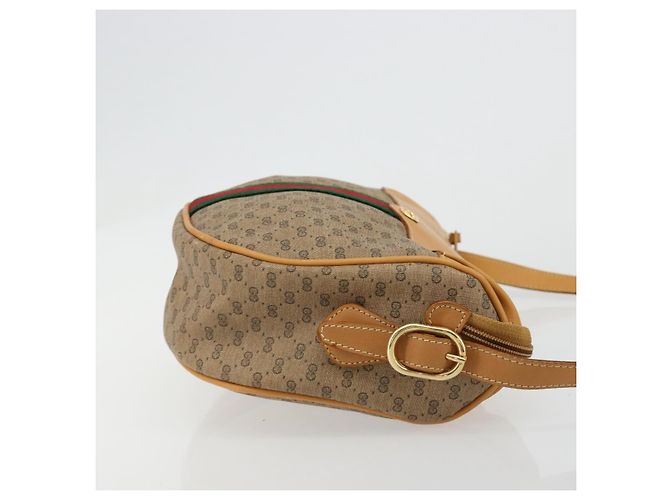GUCCI Micro GG Supreme Web Sherry Line Shoulder Bag PVC Beige Gold - vista 4