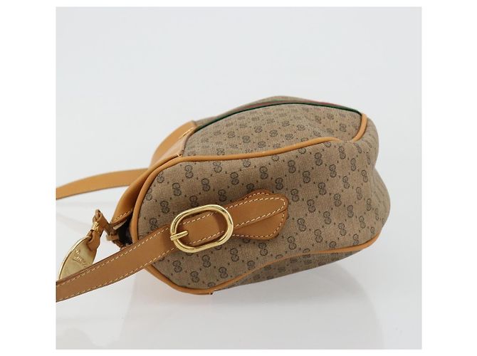 GUCCI Micro GG Supreme Web Sherry Line Shoulder Bag PVC Beige Gold - vista 5