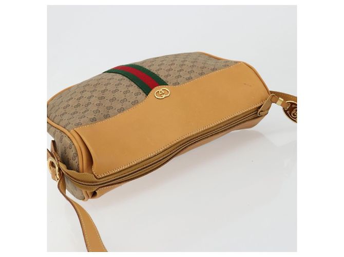 GUCCI Micro GG Supreme Web Sherry Line Shoulder Bag PVC Beige Gold - vista 6