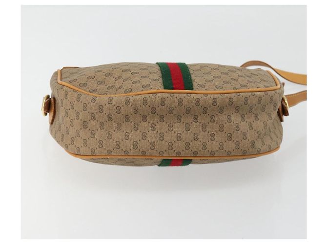 GUCCI Micro GG Supreme Web Sherry Line Shoulder Bag PVC Beige Gold - vista 9