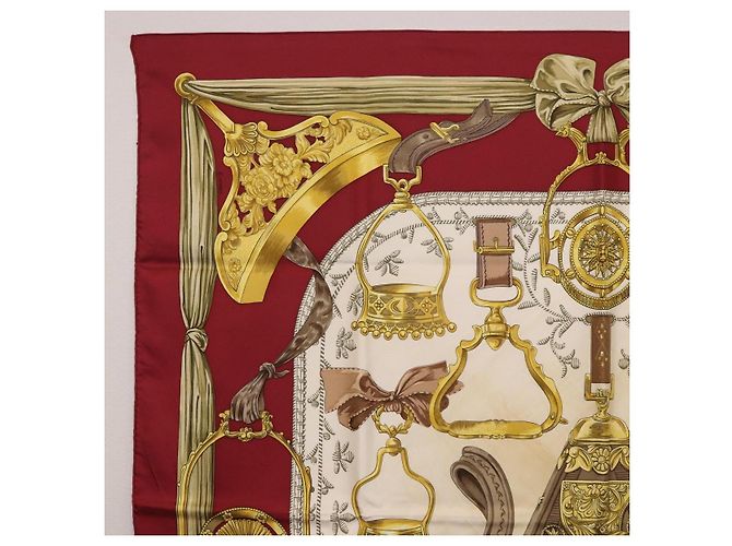 Hermès HERMES Carre 90 Scarf  RETRIERS  Silk Bordeaux - vista 2