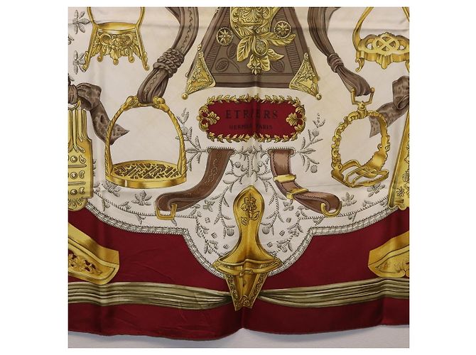 Hermès HERMES Carre 90 Scarf  RETRIERS  Silk Bordeaux - vista 9