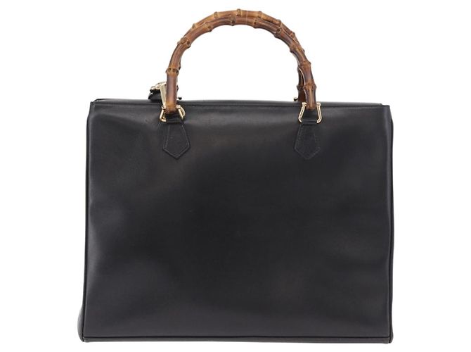 GUCCI Bamboo Hand Bag Leather 2way Black Gold 002 2855 0322 0 - vista 3