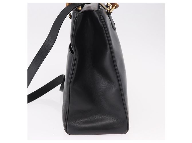 GUCCI Bamboo Hand Bag Leather 2way Black Gold 002 2855 0322 0 - vista 4