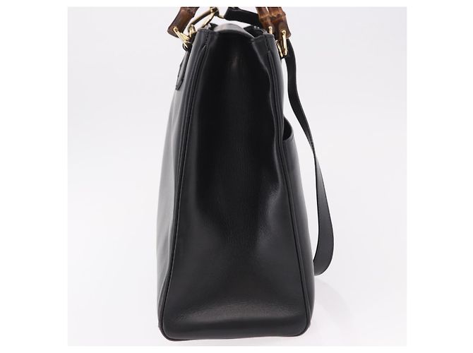 GUCCI Bamboo Hand Bag Leather 2way Black Gold 002 2855 0322 0 - vista 5