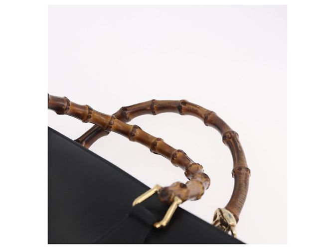 GUCCI Bamboo Hand Bag Leather 2way Black Gold 002 2855 0322 0 - vista 8