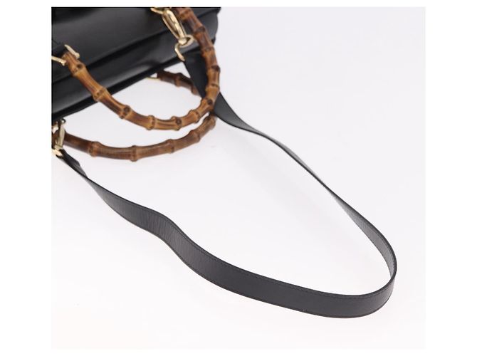 GUCCI Bamboo Hand Bag Leather 2way Black Gold 002 2855 0322 0 - vista 9
