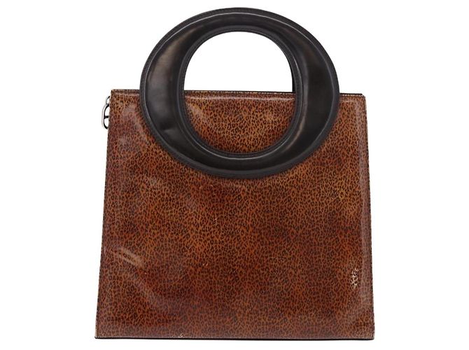 Christian Dior Hand Bag Leather Brown Silver - vista 3