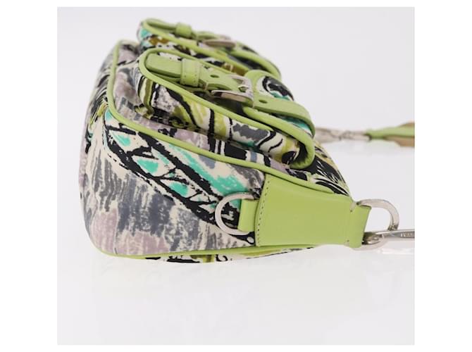 PRADA Shoulder Bag Nylon Green Silver - vista 3