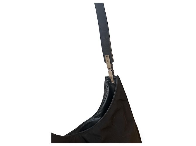 Autre Marque Borsa a tracolla Gucci in nylon e pelle nera Nero - vista 5