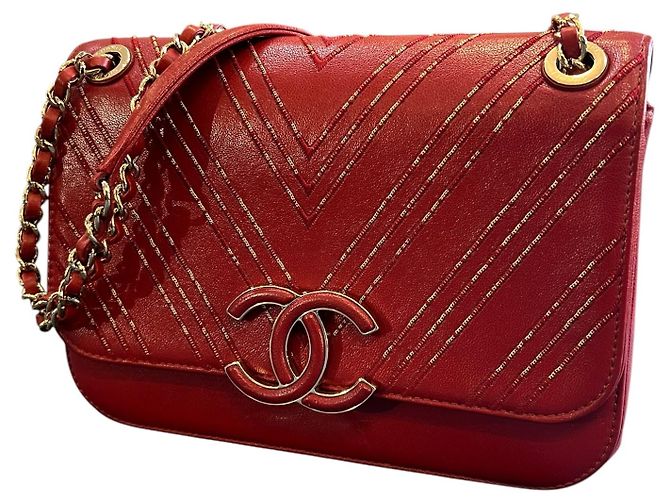 Borsa Chanel Large Chevron Sheepskin Subtle Flap 2017 - vista 2