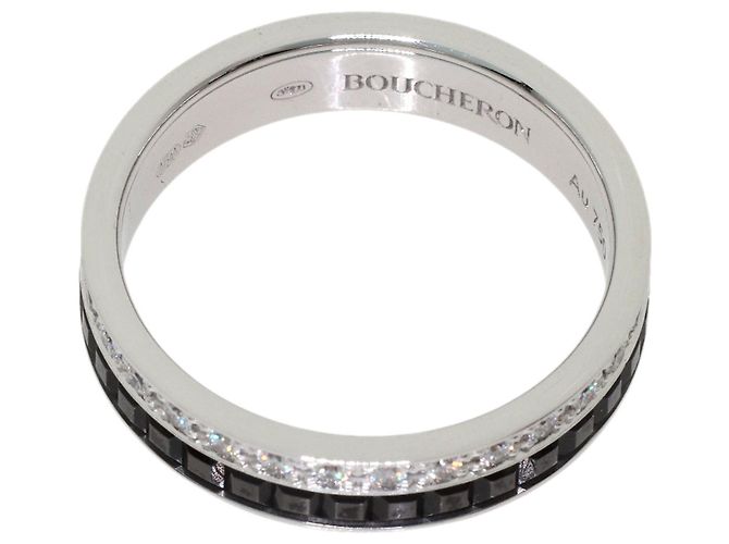 Boucheron Ehering aus 18K Weißgold mit schwarzen Diamanten - Ansicht 4