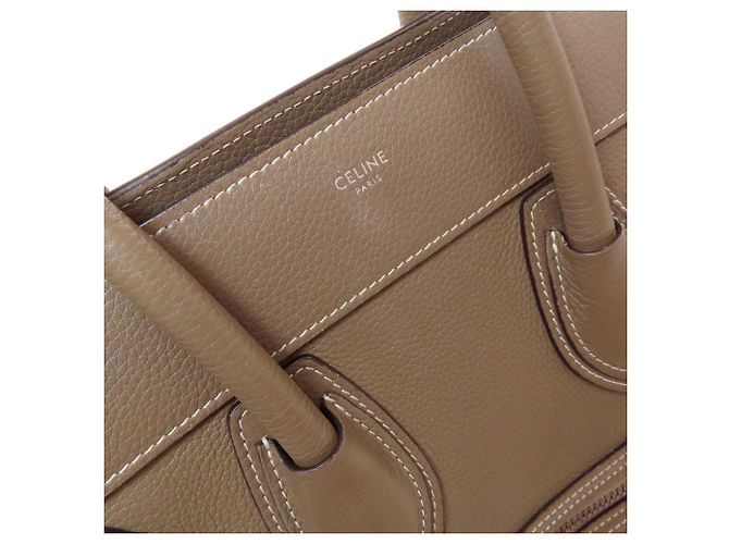 Céline Borsa a mano Celine Luggage Micro in vitello grigio Marrone - vista 17