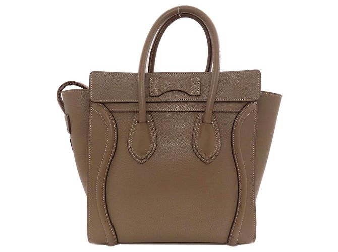 Céline Borsa a mano Celine Luggage Micro in vitello grigio Marrone - vista 2
