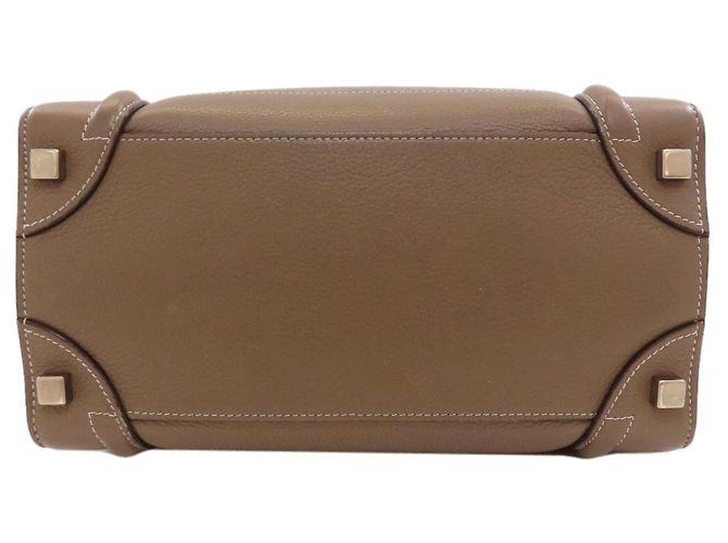 Céline Borsa a mano Celine Luggage Micro in vitello grigio Marrone - vista 4