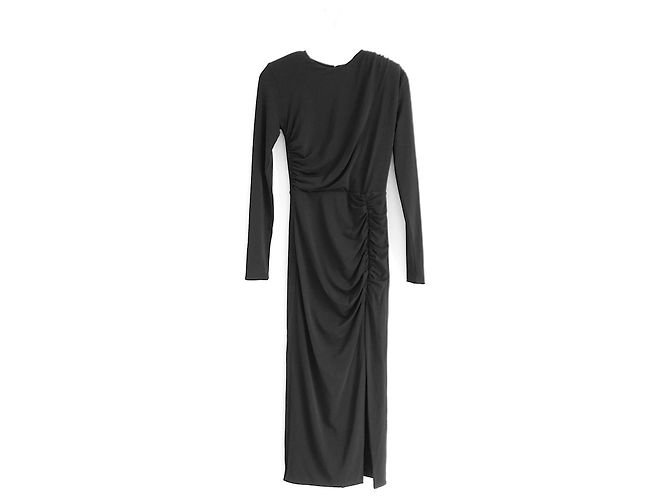 Autre Marque Federica Tosi Schwarzes Gerafftes Midikleid - Ansicht 2