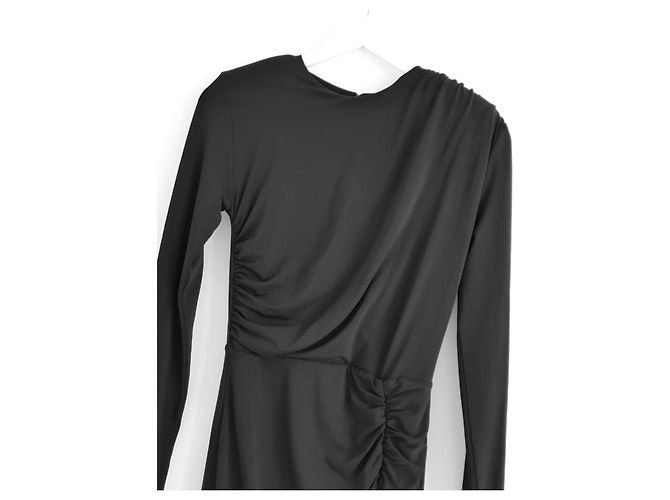 Autre Marque Federica Tosi Schwarzes Gerafftes Midikleid - Ansicht 5