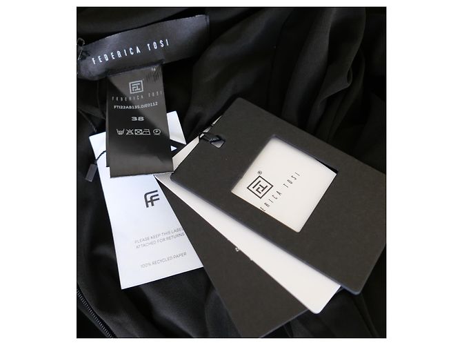 Autre Marque Federica Tosi Schwarzes Gerafftes Midikleid - Ansicht 7