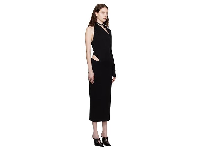 Versace Abito Midi Monospalla con Cutout Primavera 2023 - Nero - vista 3