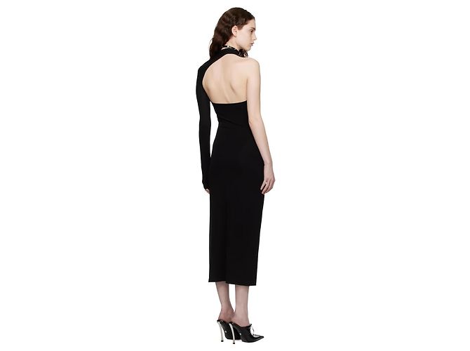 Versace Abito Midi Monospalla con Cutout Primavera 2023 - Nero - vista 4