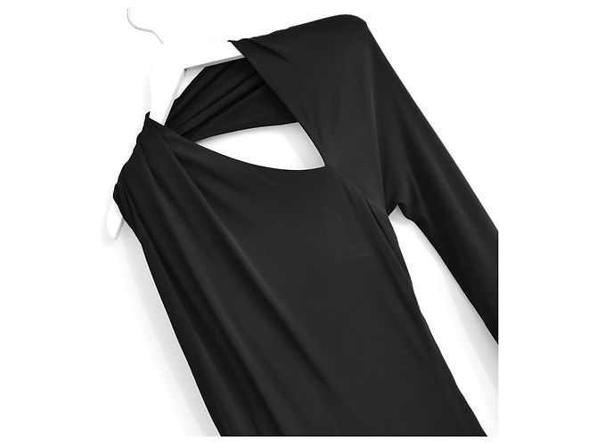 Versace Abito Midi Monospalla con Cutout Primavera 2023 - Nero - vista 5