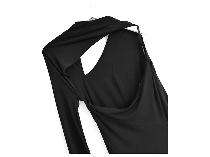 Versace Abito Midi Monospalla con Cutout Primavera 2023 - Nero - vista 7