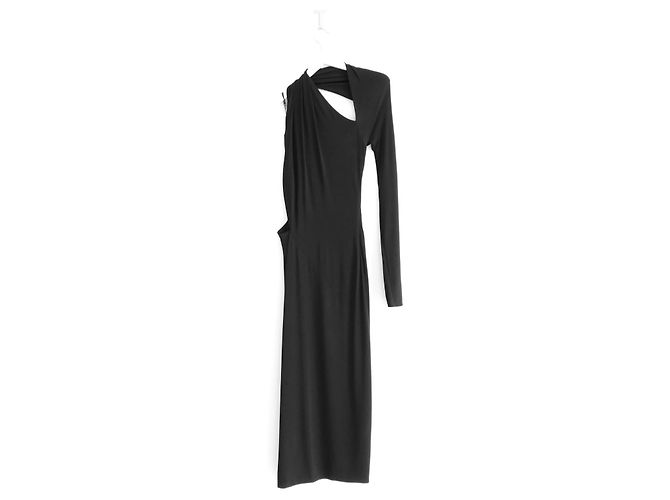 Versace Abito Midi Monospalla con Cutout Primavera 2023 - Nero - vista 8