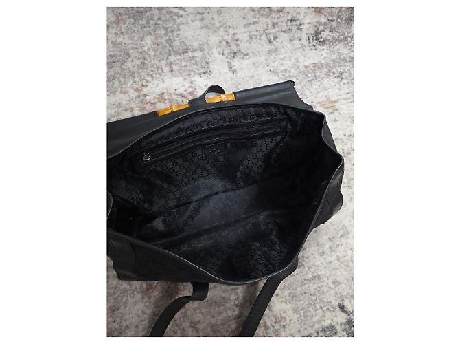 Gucci Bamboo Bullet Borsa Pelle Nera Nero - vista 10