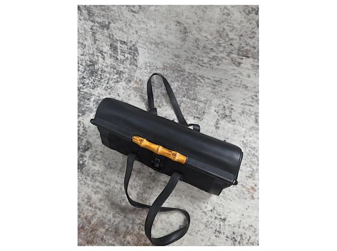 Gucci Bamboo Bullet Borsa Pelle Nera Nero - vista 7