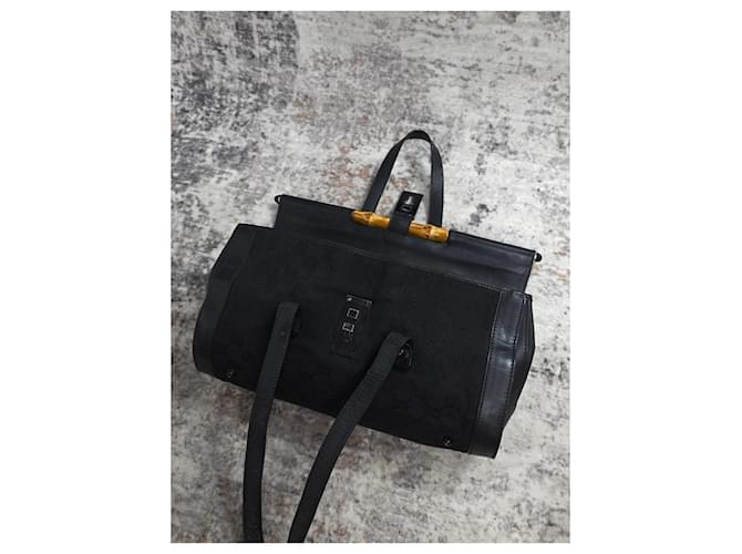 Gucci Bamboo Bullet Borsa Pelle Nera Nero - vista 9