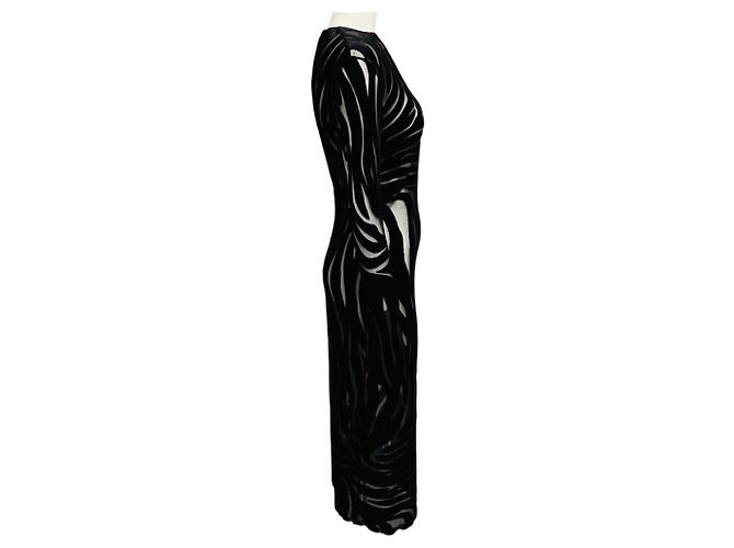 Versace Midi-Kleid aus Jersey-Velours-Jacquard Zebra Schwarz - Ansicht 2